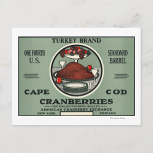 Cape Cod Turkey Brand Cranberry Label Postkarte