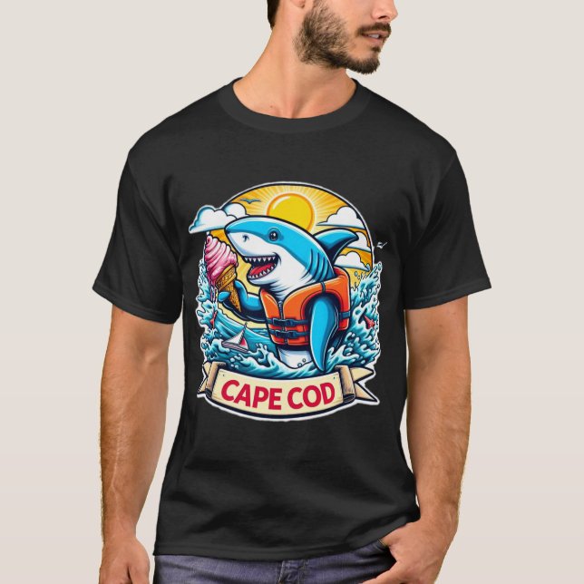 CAPE, COD, WEISS, MIT EIS KREBS 7 T-Shirt (Vorderseite)