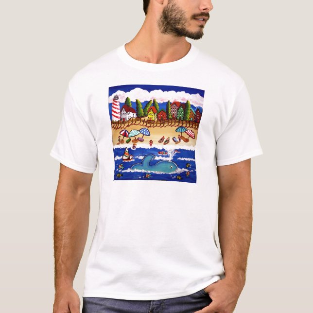 Cape Cod Whale Beach Scene T-Shirt (Vorderseite)