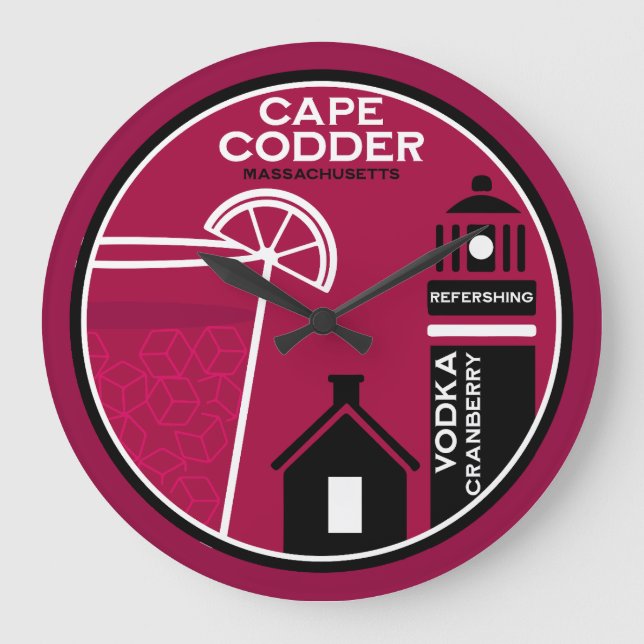 Cape Codder Cocktail Große Wanduhr (Vorderseite)