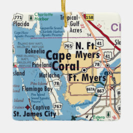 Cape Coral Florida Karte Keramikornament