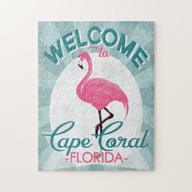 Cape Coral Florida Pink Flamingo Retro (Vertikal)