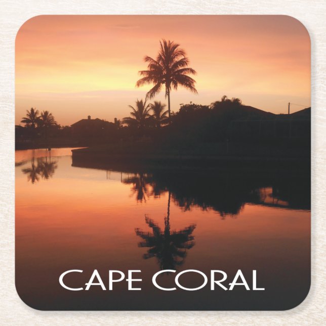Cape Coral Florida Sunset Rechteckiger Pappuntersetzer (Vorderseite)