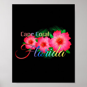 Cape Coral Florida Tropische Blumen Familienurlaub Poster