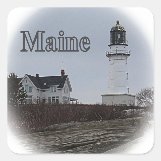 Cape Elizabeth Lighthouse Quadratischer Aufkleber (Vorderseite)
