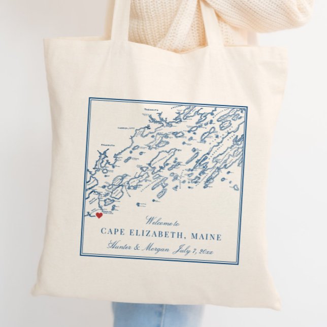 Cape Elizabeth Maine Hochzeit in Urlaubsort Willko Tragetasche (This Cape Elizabeth, Maine wedding welcome tote bag is perfect for your Sea View Inn wedding)