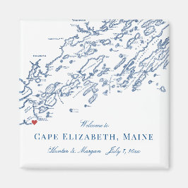 Cape Elizabeth Maine Karte Elegant Wedding Gevor Magnet