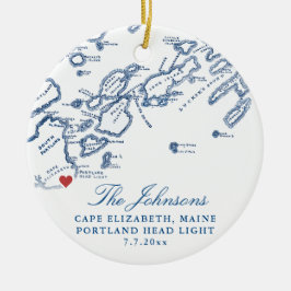 Cape Elizabeth Maine Map Hochzeitliches Foto Weihn Keramik Ornament