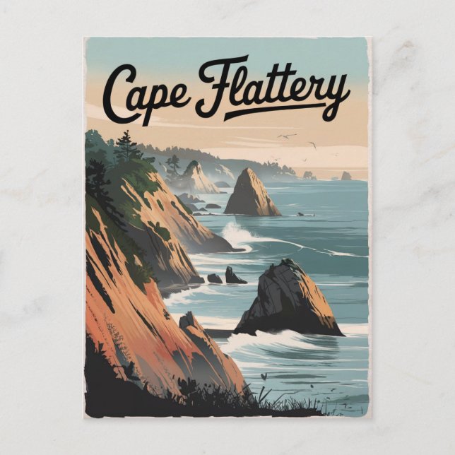 Cape Flattery Vintag Postkarte (Vorderseite)