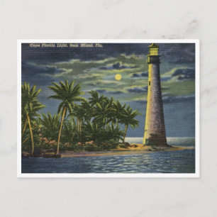 Cape Florida Light House, Miami, Florida Vintag Postkarte