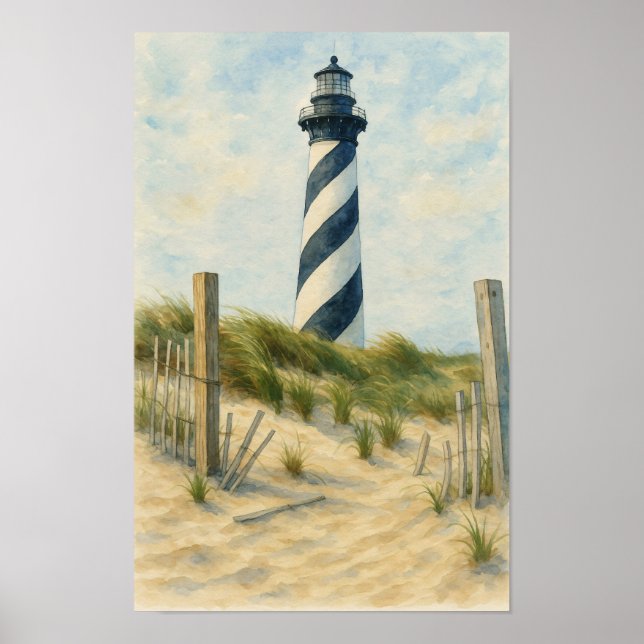 Cape Hatteras Leuchtturm Aquarell Poster (Vorne)