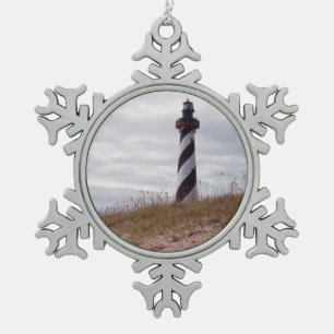 Cape Hatteras Leuchtturm Schneeflocken Zinn-Ornament