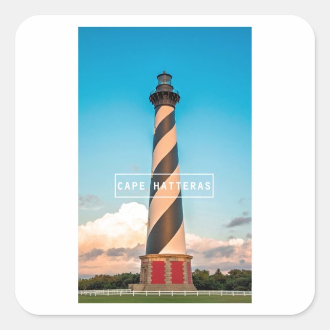 Cape Hatteras Light. Quadratischer Aufkleber (Vorderseite)