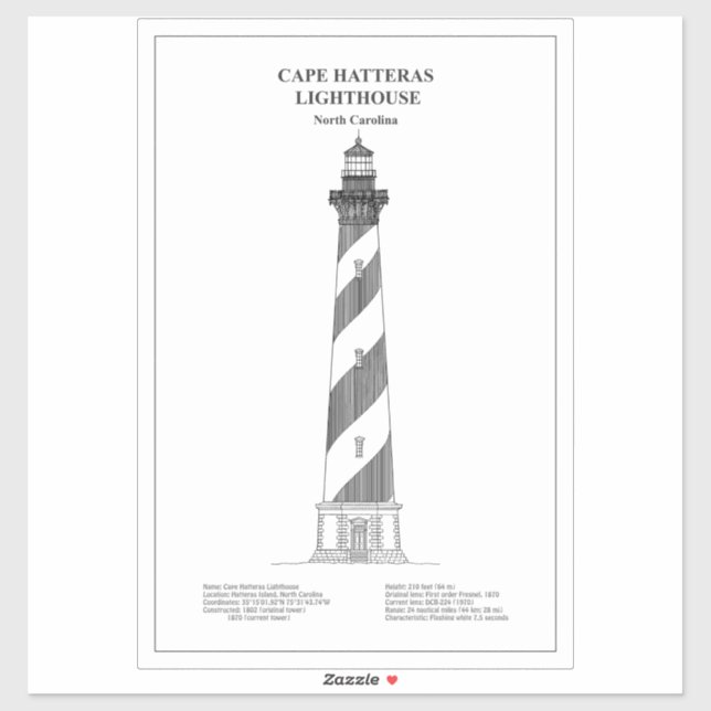 Cape Hatteras Lighthouse - North Carolina - BD Aufkleber (Blatt)
