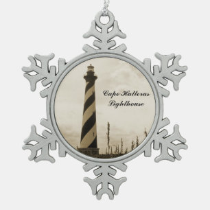 Cape Hatteras Lighthouse Schneeflocken Zinn-Ornament