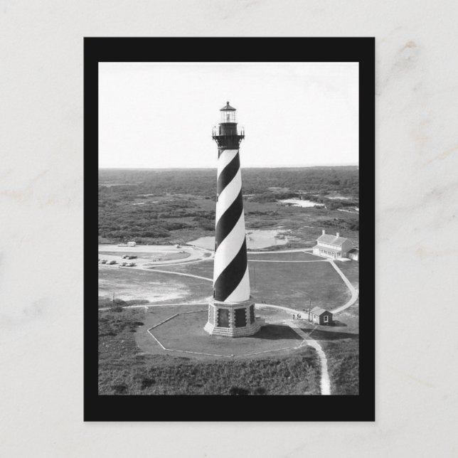 Cape Hatteras Lighthouse Schwarzweiß-Foto Postkarte (Vorderseite)