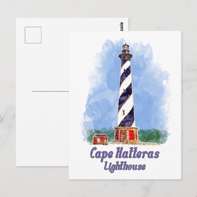 Cape Hatteras Lighthouse Watercolor North Carolina Postkarte (Vorne/Hinten)