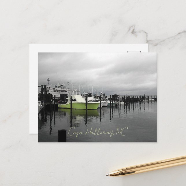 Cape Hatteras, NC Boote Postkarte (Vorderseite/Rückseite Beispiel)