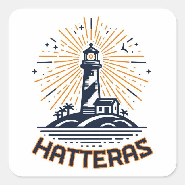 Cape Hatteras North Carolina Leuchtturm Sunrise Quadratischer Aufkleber (Vorderseite)