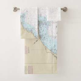 Cape Hatteras to Charleston Nautical Chart 11520 Badhandtuch Set