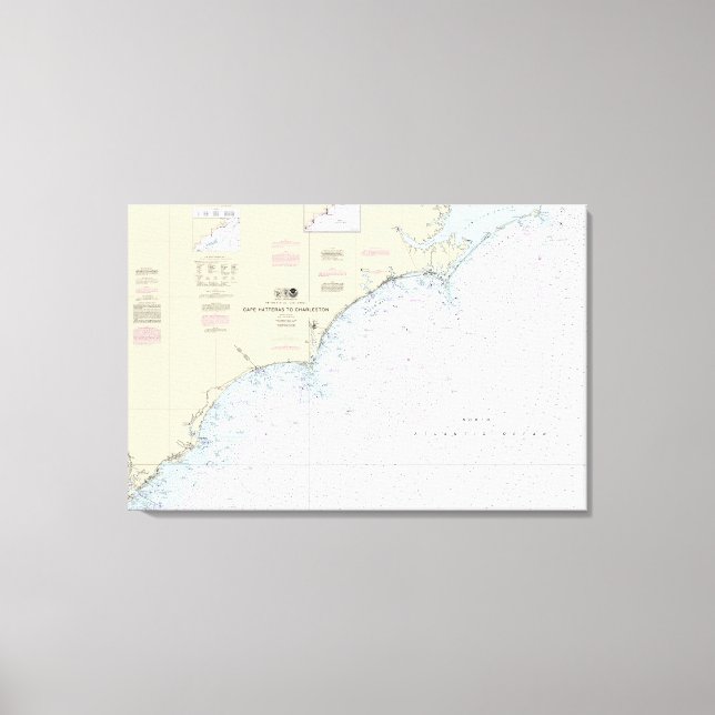 Cape Hatteras to Charleston Nautical Chart 11520 Leinwanddruck (Vorderseite)