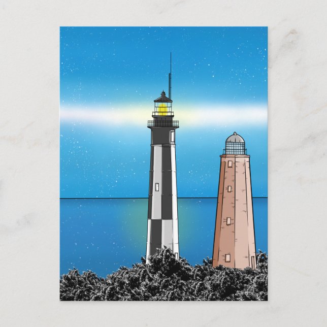 Cape Henry Lighthouse in der Nacht Postkarte (Vorderseite)