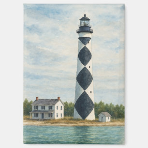 Cape Lookout Leuchtturm Aquarell Magnet
