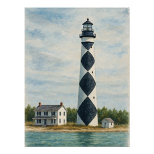 Cape Lookout Leuchtturm Aquarell Poster