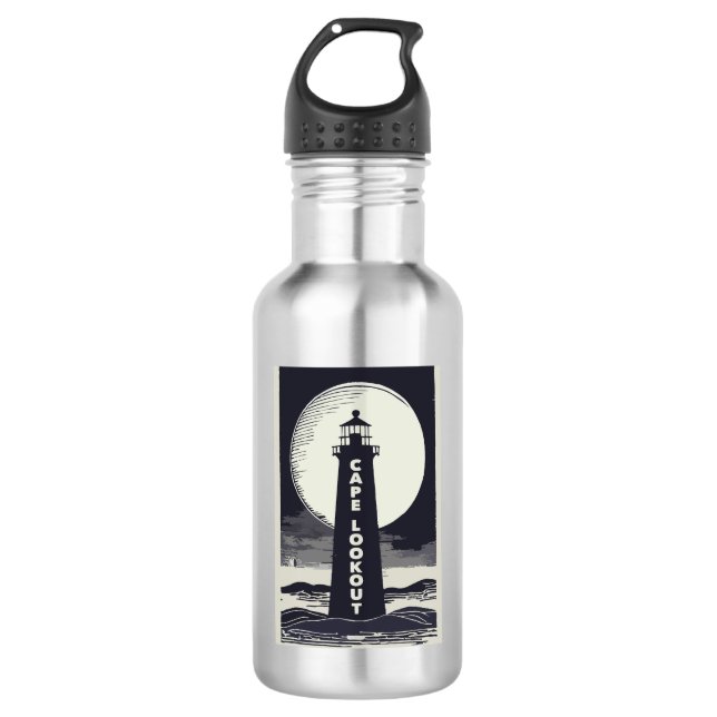 Cape Lookout Lighthouse North Carolina Moon Edelstahlflasche (Vorderseite)