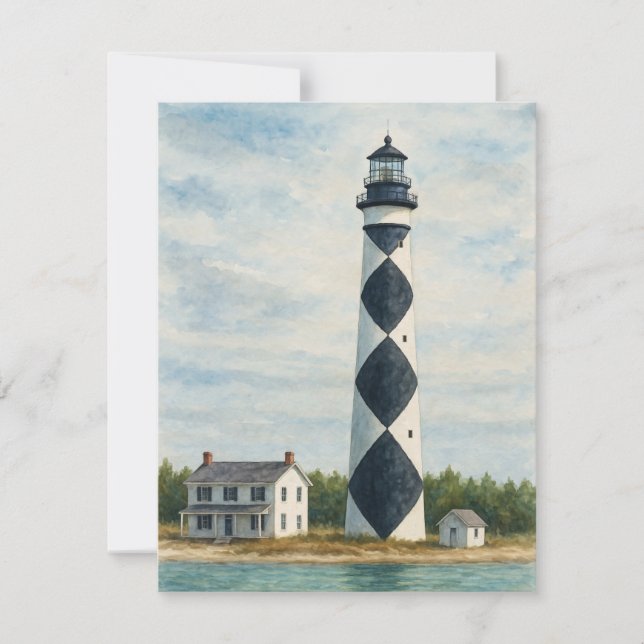 Cape Lookout Lighthouse Wasserfarbe Mitteilungskarte (Vorderseite)