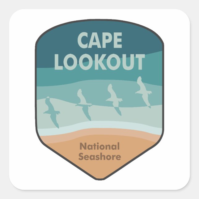 Cape Lookout National Seashore Seagulas Quadratischer Aufkleber (Vorderseite)