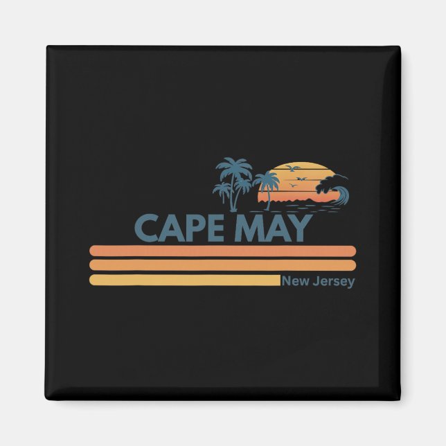 Cape May Beach New Jersey Summer Palm Tree Men Wom Magnet (Vorne)