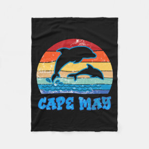 Cape May Dolphins Retro-Farben New Jersey Strand Fleecedecke