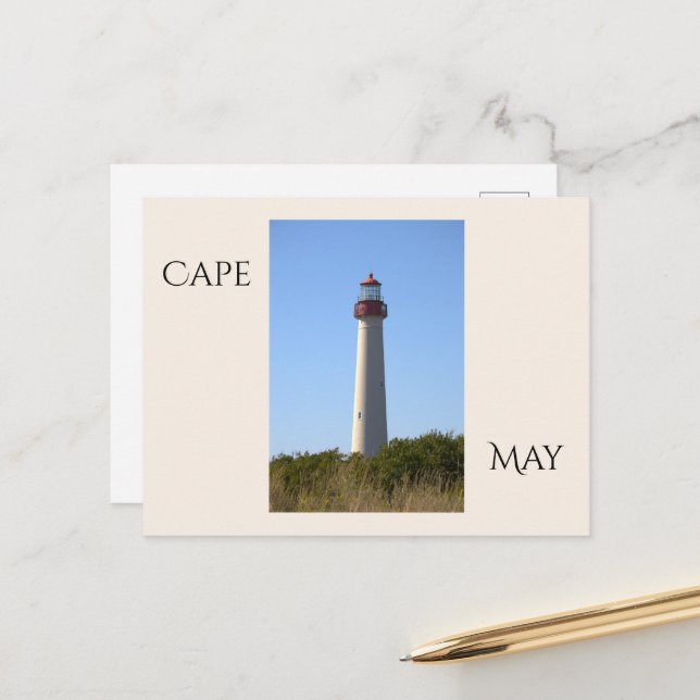Cape May Leuchtturm Postkarte (Vorderseite/Rückseite Beispiel)