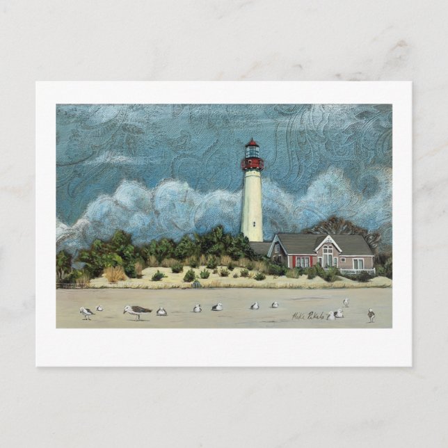 Cape May Lighthouse Painting, New Jersey Postkarte (Vorderseite)