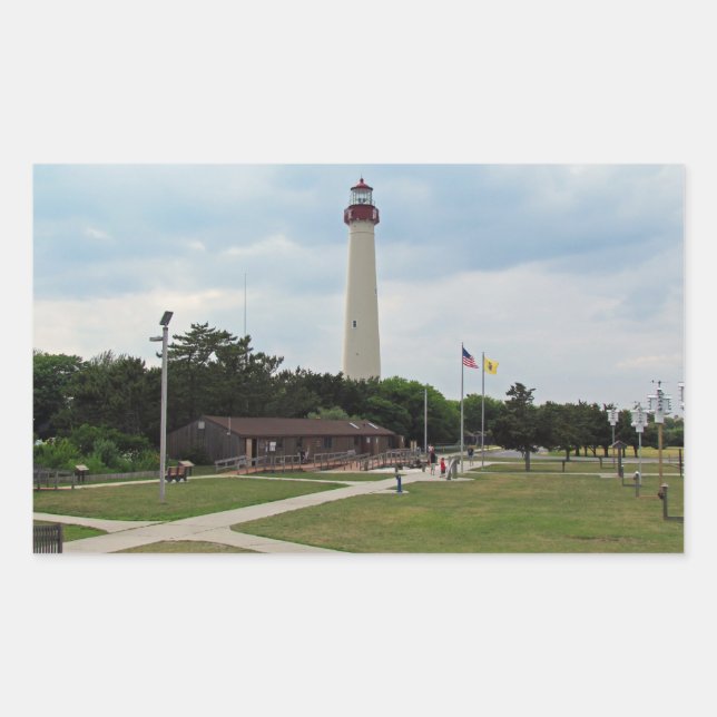 Cape May Lighthouse Rechteckiger Aufkleber (Vorderseite)
