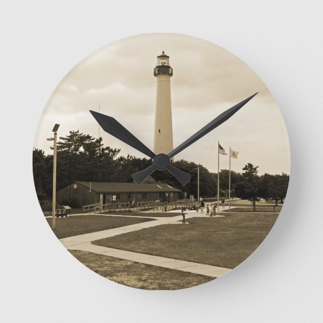 Cape May Lighthouse Runde Wanduhr (Vorderseite)