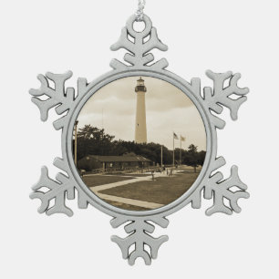 Cape May Lighthouse Schneeflocken Zinn-Ornament