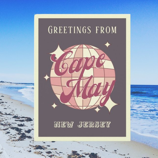 Cape May New Jersey Disco Retro lila Postkarte (Von Creator hochgeladen)
