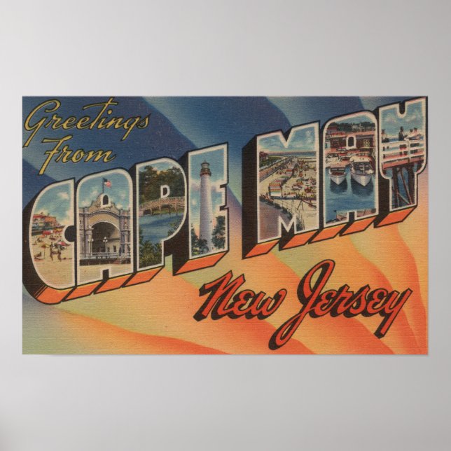 Cape May, New Jersey - Große Buchstabenszenen Poster (Vorne)