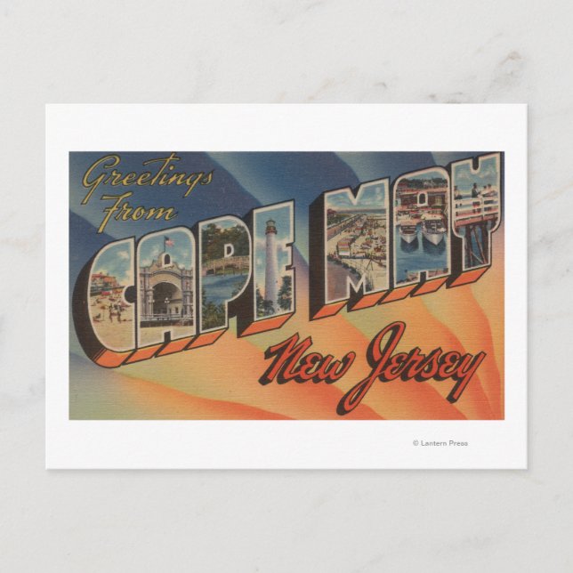 Cape May, New Jersey - Große Buchstabenszenen Postkarte (Vorderseite)