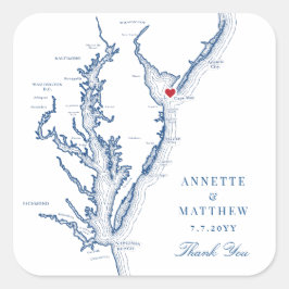 Cape May New Jersey Map Navy Gastgeschenk Hochzeit Quadratischer Aufkleber