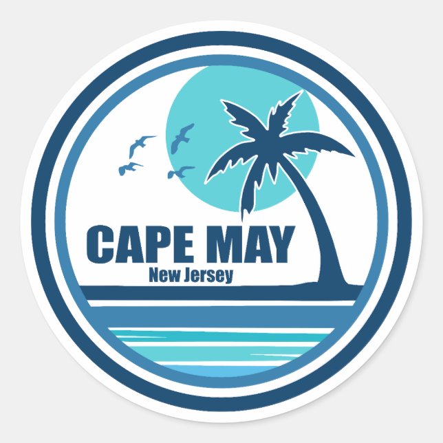 Cape May New Jersey Palm Tree Birds Runder Aufkleber (Vorderseite)