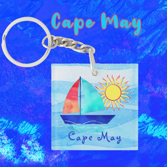 Cape May New Jersey Sailboat and Sunshine Vacation Schlüsselanhänger (Von Creator hochgeladen)