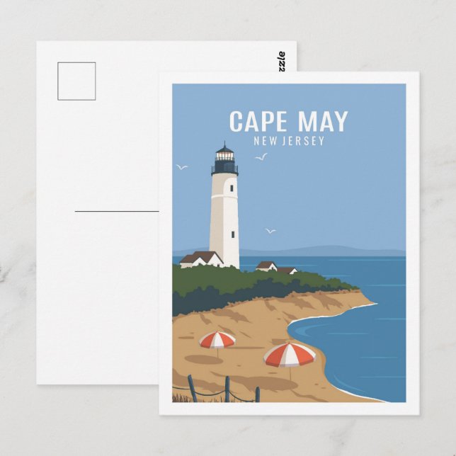 Cape May New Jersey USA Travel Place Illustration Postkarte (Vorne/Hinten)