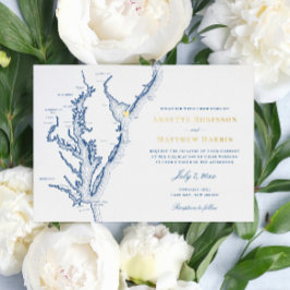 Cape May New Jersey Wedding Navy und Gold Folieneinladung