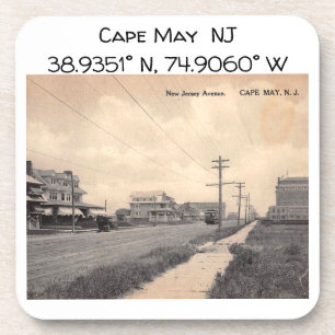 Cape May NJ-Kartenkoordinaten im Vintage-Stil Getränkeuntersetzer