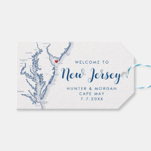 Cape May NJ Minimal Modern Navy Hochzeit Willkomme Geschenkanhänger