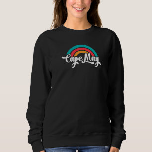 CAPE MAY NJ Retro Schrift mit Regenbogen 9 Sweatshirt