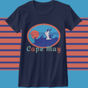 Cape May NJ Seagull Ocean Waves and Sun T-Shirt